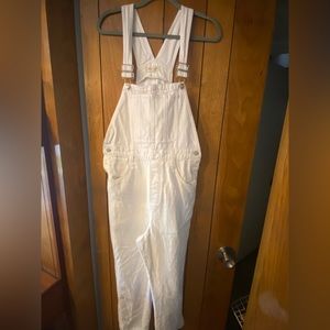 Madewell white denim overalls. Size Medium.